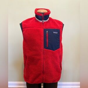 Mens Patagonia Vest Red Vintage Retro-X Fleece Full Zip Classic Outdoor Medium